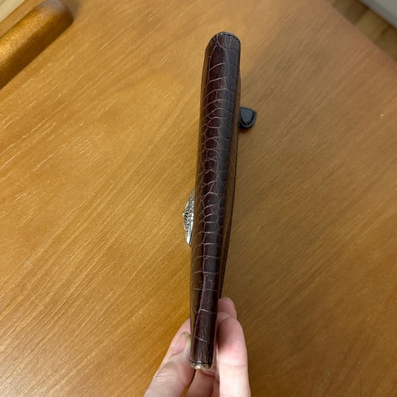 Vintage Brighton Brown Crocodile Embossed Wallet with silver heart clasp - Picture 12 of 13